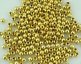 4 mm pozłacane okrągłe koraliki dystansowe, metalowe koraliki, luźne koraliki do bransoletek, koraliki dystansowe do wyrobu biżuterii, artykuły do samodzielnego wykonania koralików – 200 szt. – BF060