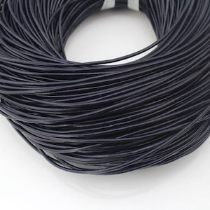 2mm Round Leather Cord, Genuine Leather Cord, Leather String, Black Leather Cord, Necklace Cord, Bracelet Cord, Jewelry Cord--PS104