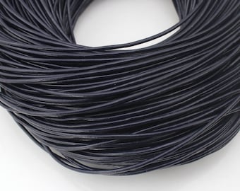 2mm Round Leather Cord, Genuine Leather Cord, Leather String, Black Leather Cord, Necklace Cord, Bracelet Cord, Jewelry Cord--PS104