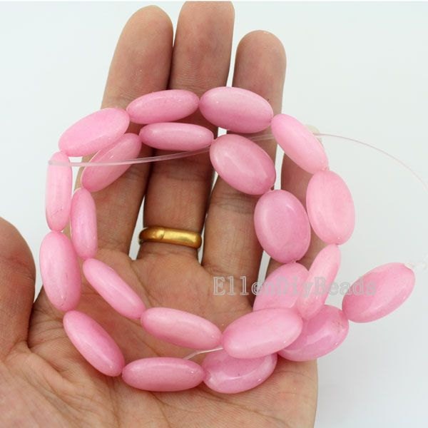 13x18mm Flat Oval Jade Beads,Gemstone Beads,Pink Jade Stone,Healing Stone Beads, Wholesale Beads For Jewelry--15.5 inches- 22 Pcs-BJ027