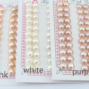 AAA6-6.5mm Half Drilled Button Pearl Beads,Natural Freshwater Pearls, Loose Pearl Beads,Earring Stud Pearl Material,Wholesale Pearls