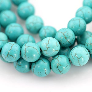 12mm Smooth Round Turquoise Beads, Full Strand,Loose Turquoise Beads,Gemstone Beads.DIY Jewelry Beads,Bulk Beads---16 inches--36 pcs--BT028