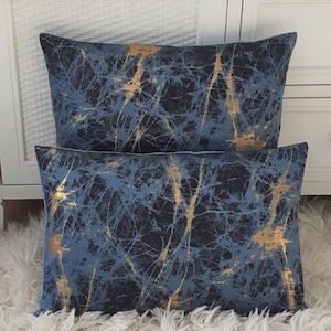Navy Turquoise Teal Blue Metallic Gold Copper Thread Cushion Cover 45x45cm Last One Etsy Canada