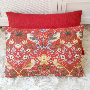 William Morris Strawberry Thief Bird Oblong Cushion Cover