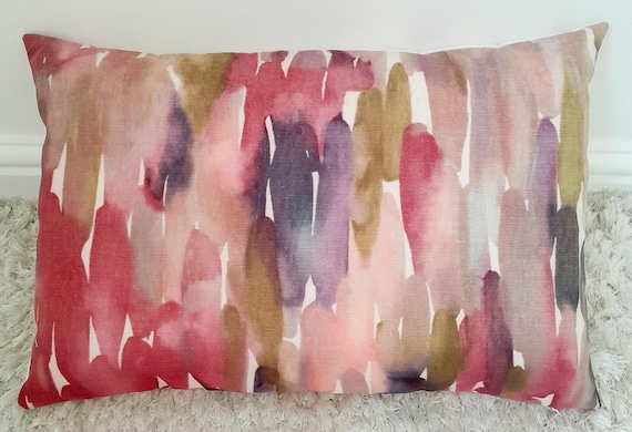 30x45cm Voyage Maison velvet multicolour purple pink blue gold watercolour oblong Cushion Cover