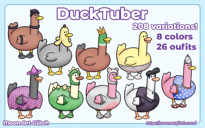 Duck Color Variations Pngtuber Duck Pato / 8 COLORS / 26 Oufits / Vtuber Avatar Streaming ...