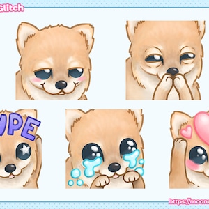 5 Kawaii Puppy Emotes for Streamers / Twitch Youtube Discord Streamer Emotes / Kawaii PNGs / Dog / Perro / Puppy