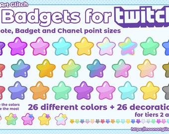 STAR SUB BADGES for Twitch / Streaming Cheer Badges / Kawaii Stars / Emote, Points and Decoration sizes