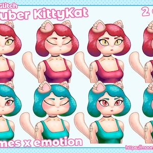 PNGTuber KittyKat / EXPRESSIONS / 2 COLORS / VTuber Avatar streaming games / Premade Png Tuber / Discord Twitch Game Streamer / Cat Girl