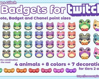 ANIMAL SUB BADGES for Twitch / Streaming Cheer Badges / Cat, Frog, Bear, Mouse / Kawaii / Emote, Points and Decoration sizes