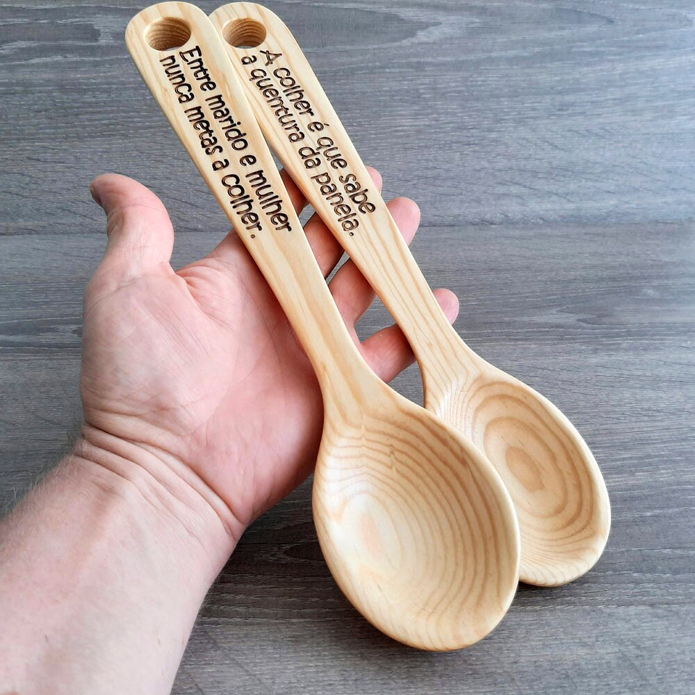 Wood Spoon Engraved Custom Home Decor Colher em madeira Etsy