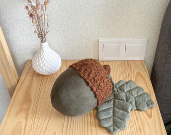 Woodland cushion, Acorn ornament, Fall decoration for home, Autumn decoration, Acorn waldorf toy, Autumn halloween decor, Acorn cushion