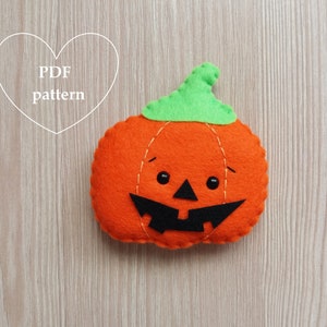 Halloween pumpkin DIY, Felt pumpkin ornament PDF pattern, Fall Pumpkin decor, Felt sewing pattern