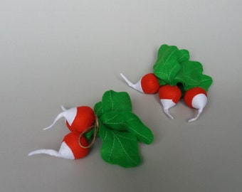 Felt food radish, Pretend play food, Felt vegetables, Kitchen play food, Plushie radishes, Felt radish