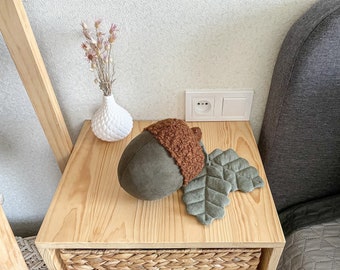 Woodland cushion, Acorn ornament, Fall decoration for home, Autumn decoration, Acorn waldorf toy, Autumn halloween decor, Acorn cushion