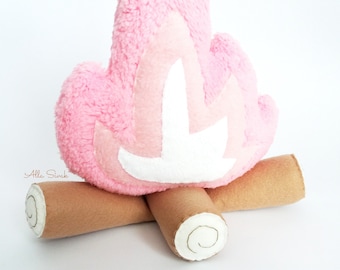 Campfire pillow, Plush campfire, Woodland girl nursery decor, Flame pillow, Rainbow baby, Play campfire, Campfire nursery, Plush fire