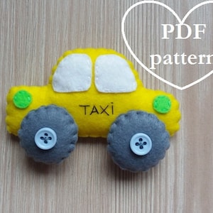 Felt Taxi Ornament PDF Pattern Car Felt Ornament Christmas Ornament NYC Yellow Cab Softie Sewing Pattern Taxi Toy Pattern PDF Diy Taxi Car