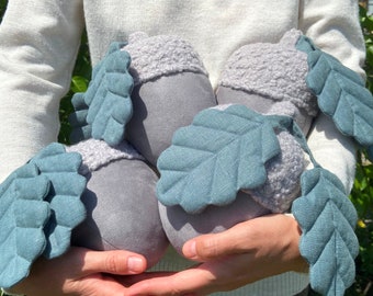 Acorn nursery decor, Acorn baby gift, Woodland decor acorn cushion, Acorn plush pillow toy, Nursery decorative pillow, Waldorf soft toy