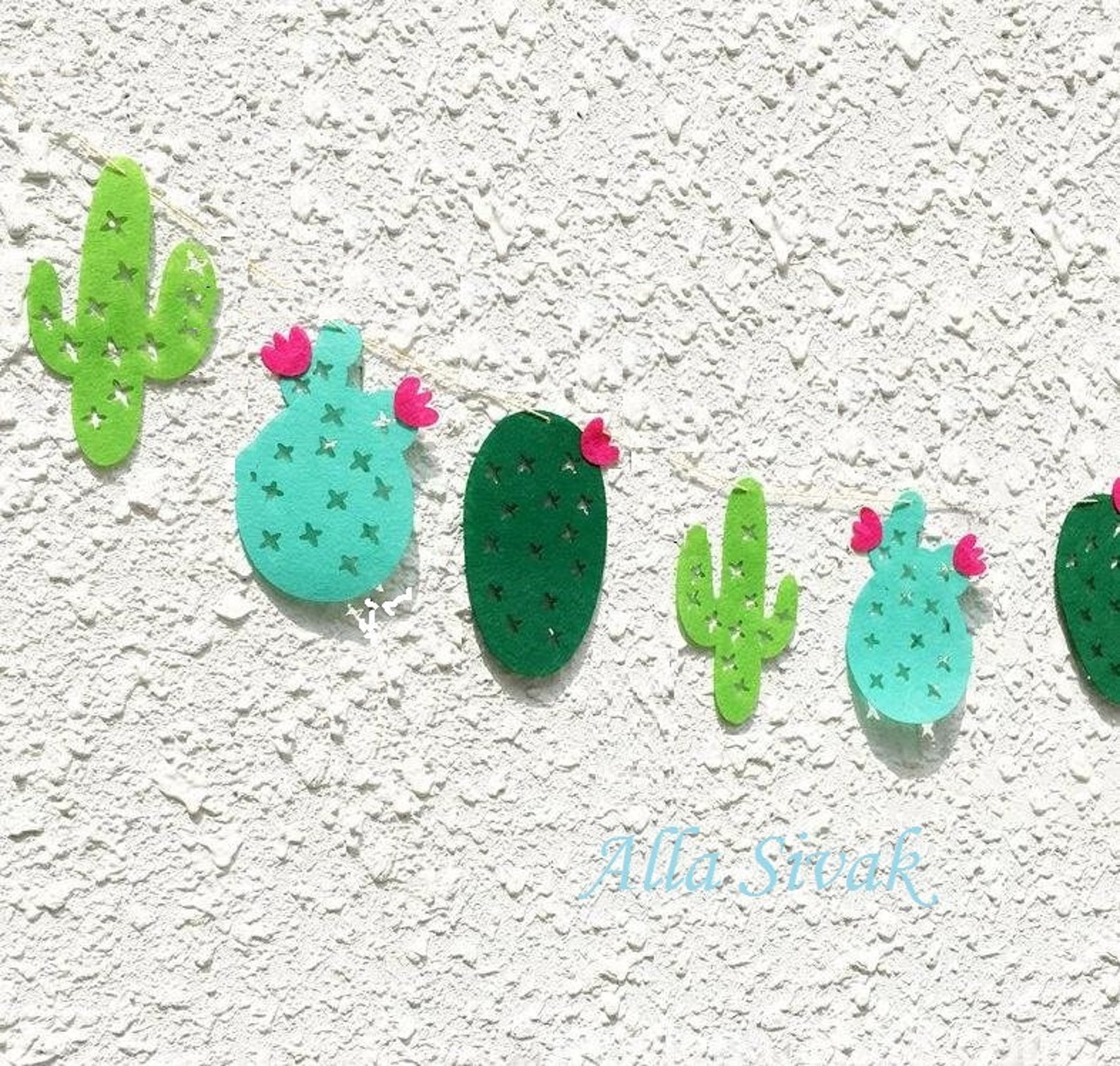 Cactus Garland Fiesta Cactus Garland Cactus Decor Cactus Banner Southwest Party Tropical Decor