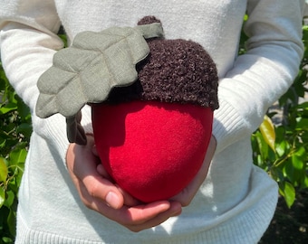 Autumn acorn pillow, Gift for boyfriend, Dimensional acorn pillow, Woodland decor acorn cushion, Harvest decor, Thanksgiving decoration