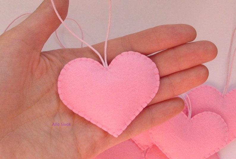 Set of 10 pink heart decorations wedding favors Pink wedding Etsy