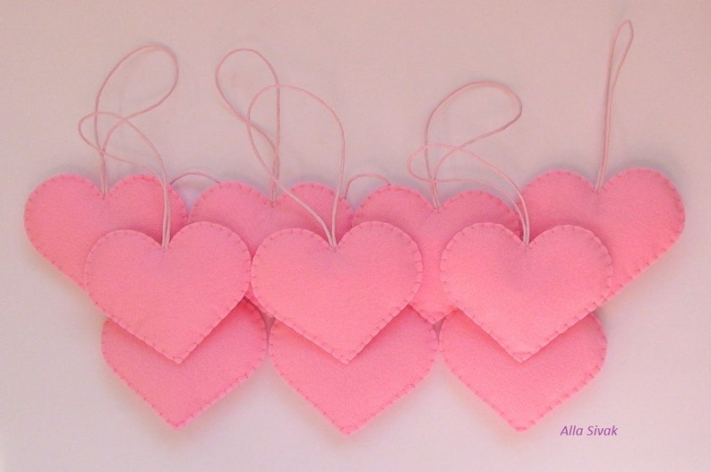 Set of 10 pink heart decorations wedding favors Pink wedding Etsy