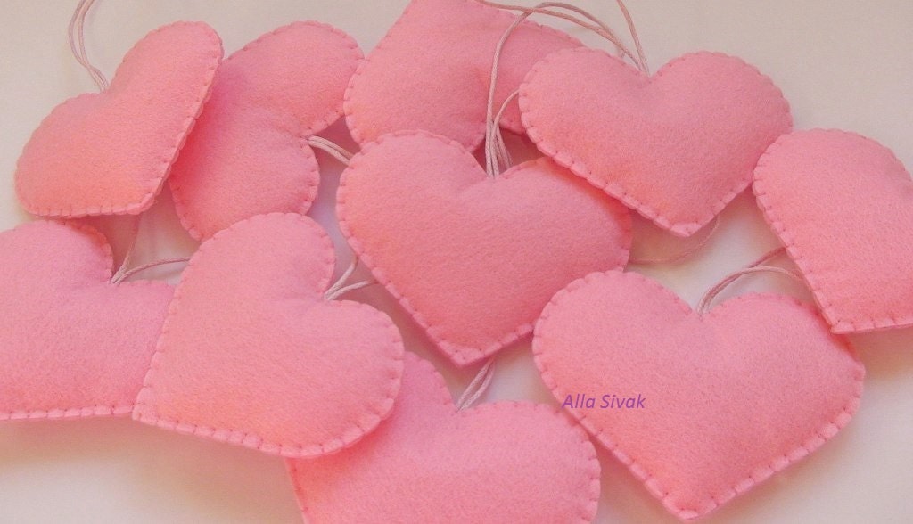 Set of 10 pink heart decorations wedding favors Pink wedding Etsy