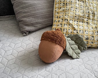 Acorn pillow, Woodland nursery decorative pillow, Pillow fall decor, Acorn plush gift, Thanksgiving acorn, Acorn decor, Large acorn