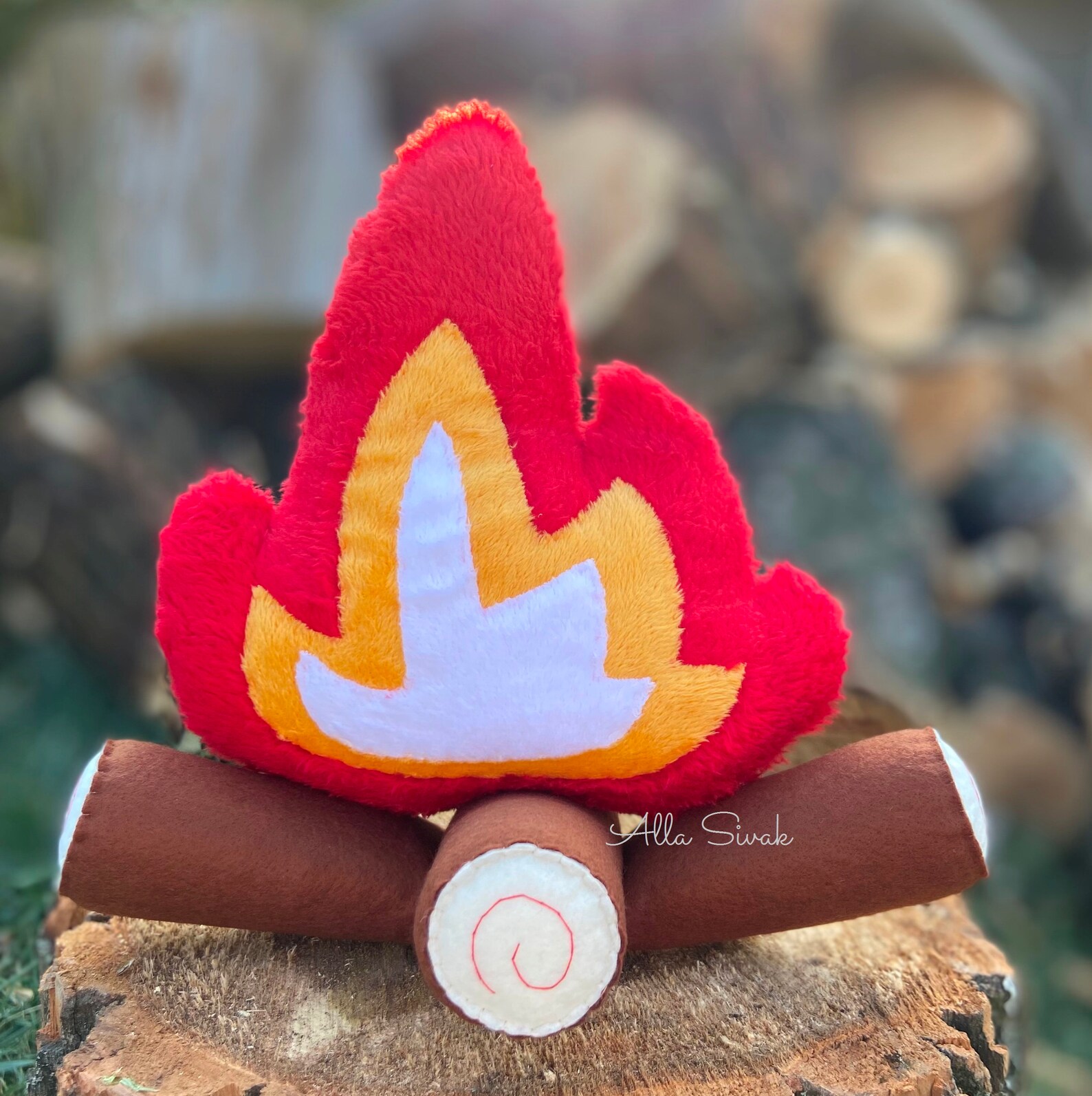 Shellfire Plush Campfire Toy Plush Campfire Woodland Decor Campfire Pillow Campfire ...