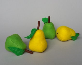 Pear play food, Felt food, Pear felt food, Play food toy, Plush fruit ornament, Foodie gift, Cooking toys, Felt pears for play kitchen
