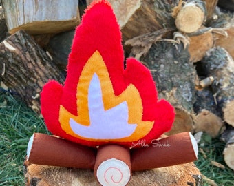 Campfire pillow, Woodland decor, Campfire toy, Plush campfire, Fake campfire, woodland nursery, Camping nursery decor, Campfire nursery