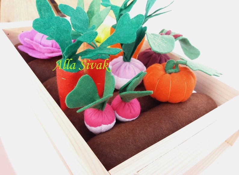 Pretend garden toys Felt vegetable Imaginative garden Etsy