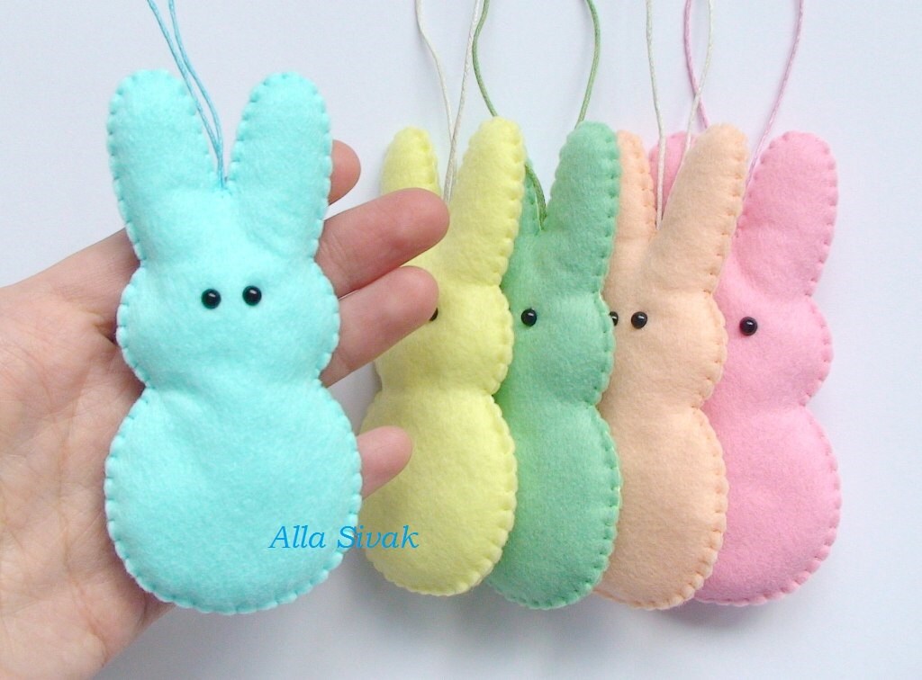 Marshmallow bunny Easter Bunny Ornaments Set of 5 Felt Bunny Etsy
