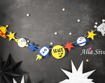 Space Garland, Trip to the Moon-Garland, Rocket Space Adventure Bunting, Space Party, UFO Bunting, Star Bunting, Space Garland, Space Friend