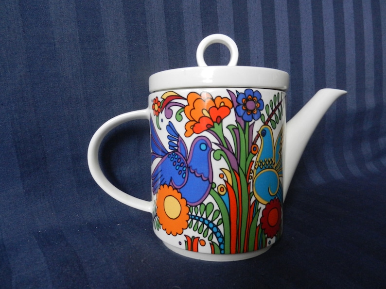 h very near MINT Fabulous teapot by Villeroy and Boch of Luxemburg with famous Acapulco pattern design by Christine Reuter 1967 17,3 cm