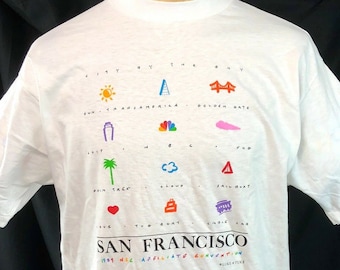 Vintage NBC Affiliate Convention 1989 San Francisco T-Shirt L / XL Slim Mens Luke-A-Tuke USA Single Stitch