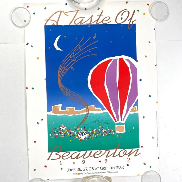 A Taste of Beaverton OR 1992 Hot Air Balloon Vintage Event Poster Springer 18x24 One Sig