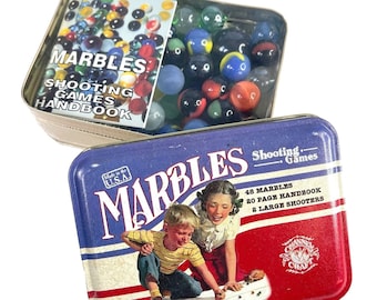 Channel Craft 48 Marbles 2 Large Shooters Handbook Sealed Retro Tin USA Made