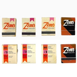Pacote de caixa de fósforos vintage Zims 4, restaurante San Francisco Marin, onde mais pentes completos sem corte, anos 1960-70