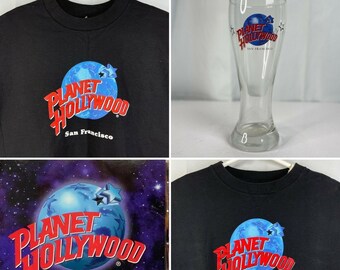 Planet Hollywood Maui San Francisco L/XL T-Shirts + CD + Pilsner Beer Glass 4 Item Bundle '90s Vintage