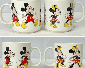 Mickey Minnie Mouse Animated Sequence 2 Vintage Disney Coffee Mug Cup Bundle 90s Made In Korea