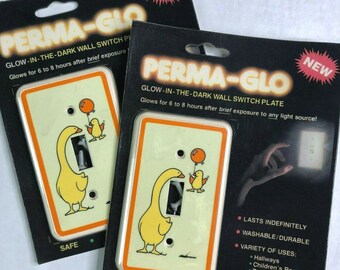 Perma-Glo Goose Balloon 2 Vintage Light Switch Cover Lot Wall Plates Glow Dark USA