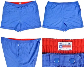 Short de marche élastique vintage Levis pour femmes taille 18-40 dans les poches à la taille des années 1980 bleu rouge