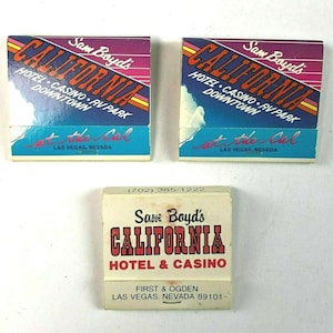 Sam Boyds California Kasino 3 Vintage Streichholzbrief Lot Unstruck Las Vegas RV Park