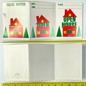 Vintage 1980s Urlaub Offene Haus Weihnachtsfeier Vtg Z-Fold Einladungen 2er Pack 16 Einladungen Evps Weihnachten Deadstock