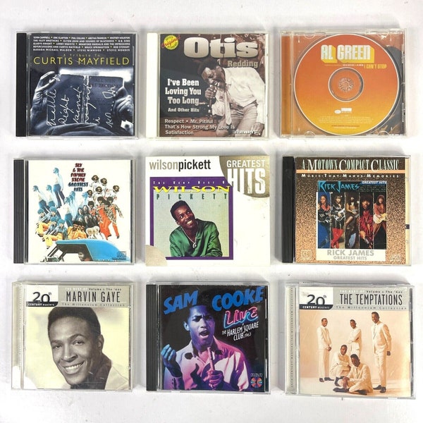 Temptations Marvin Gaye Al Green Otis Redding Sam Cooke Sly Family Stone Wilson Pickett Rick James 9 CD Bundle Hits Funk Best R&B Soul