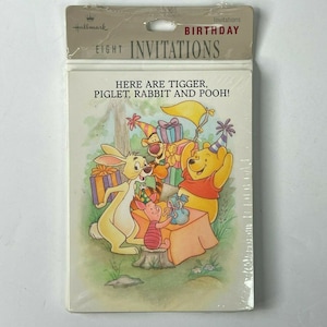 Winnie The Pooh Vintage Hallmark Kids Birthday Party Invitations 8 Invites +Evps Tigger Piglet Rabbit