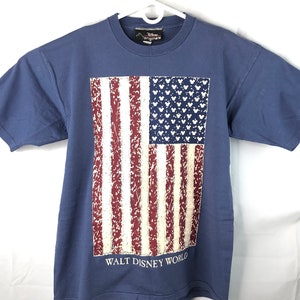 Vintage Mickey Mouse Ears USA Flag WDW T-Shirt Large Fit (S/M Tag) Mens Disney Originals 1990s Single Stitch