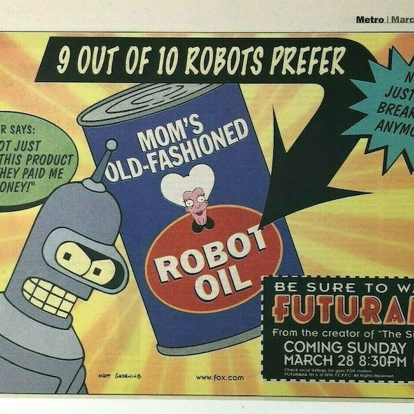 Futurama Robot Oil Etsy