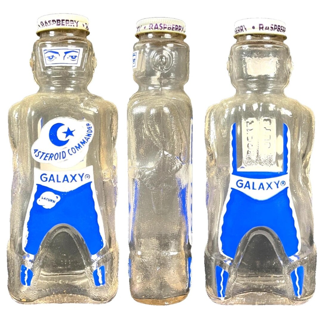 Galaxy Asteroid Commander Vintage Glass Bottle Coin Bank 1953